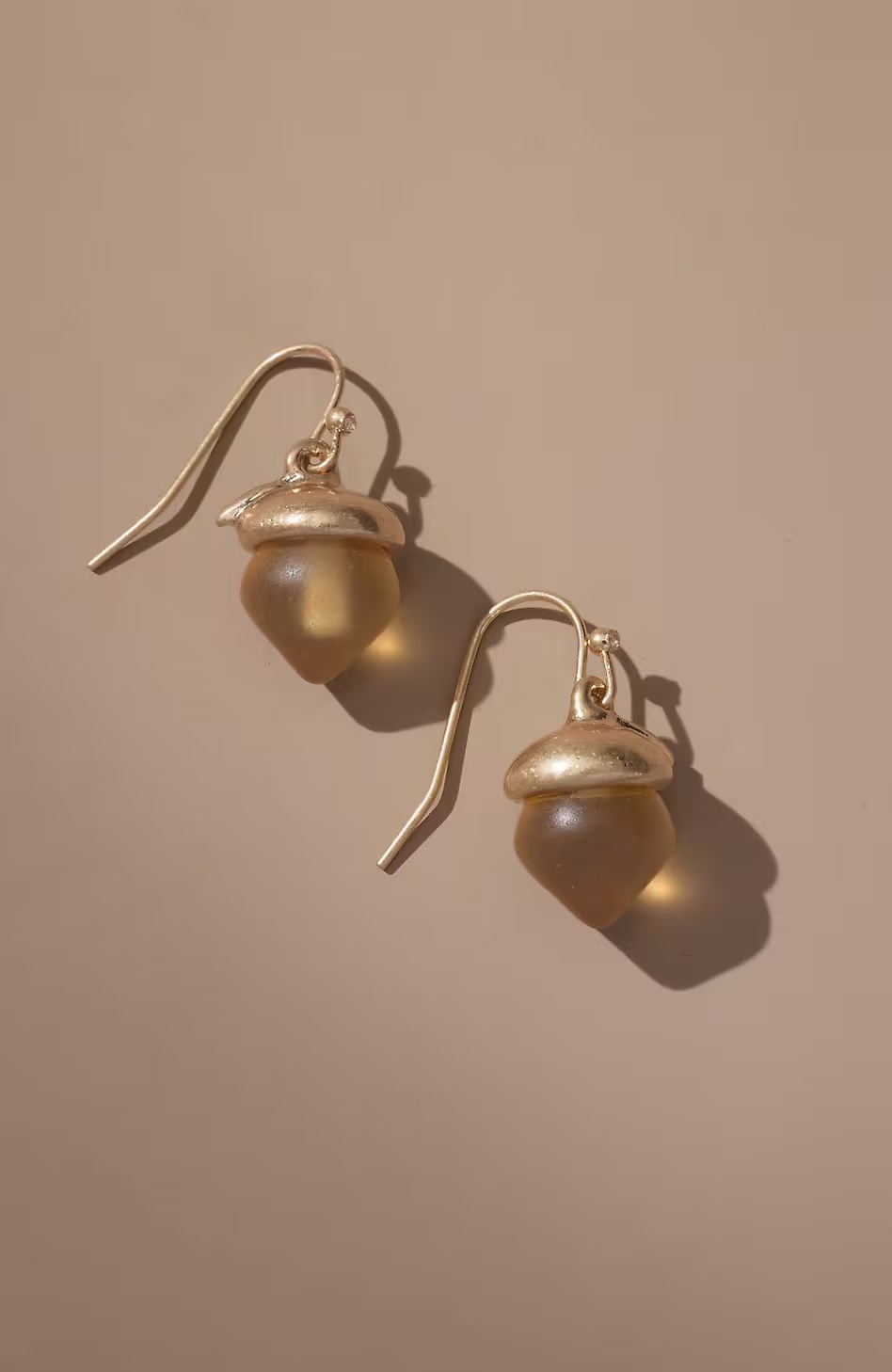 Frosted Glass Acorn Earrings