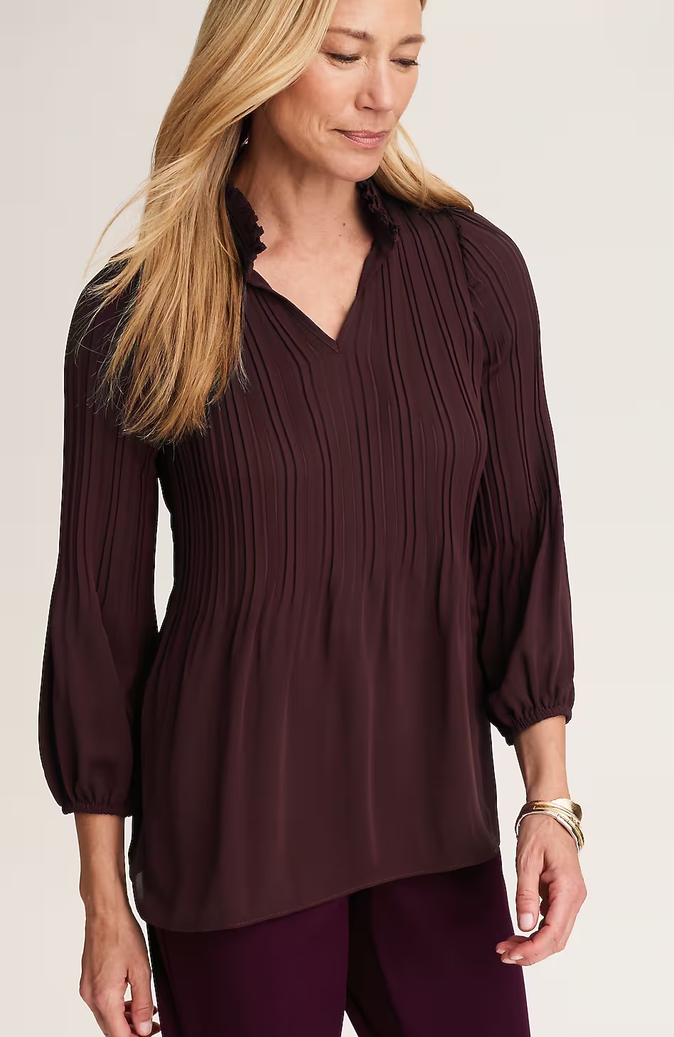 12869-Pleated-Ruffle-Neck-Top-4.jpg Pleated Ruffle-Neck Top