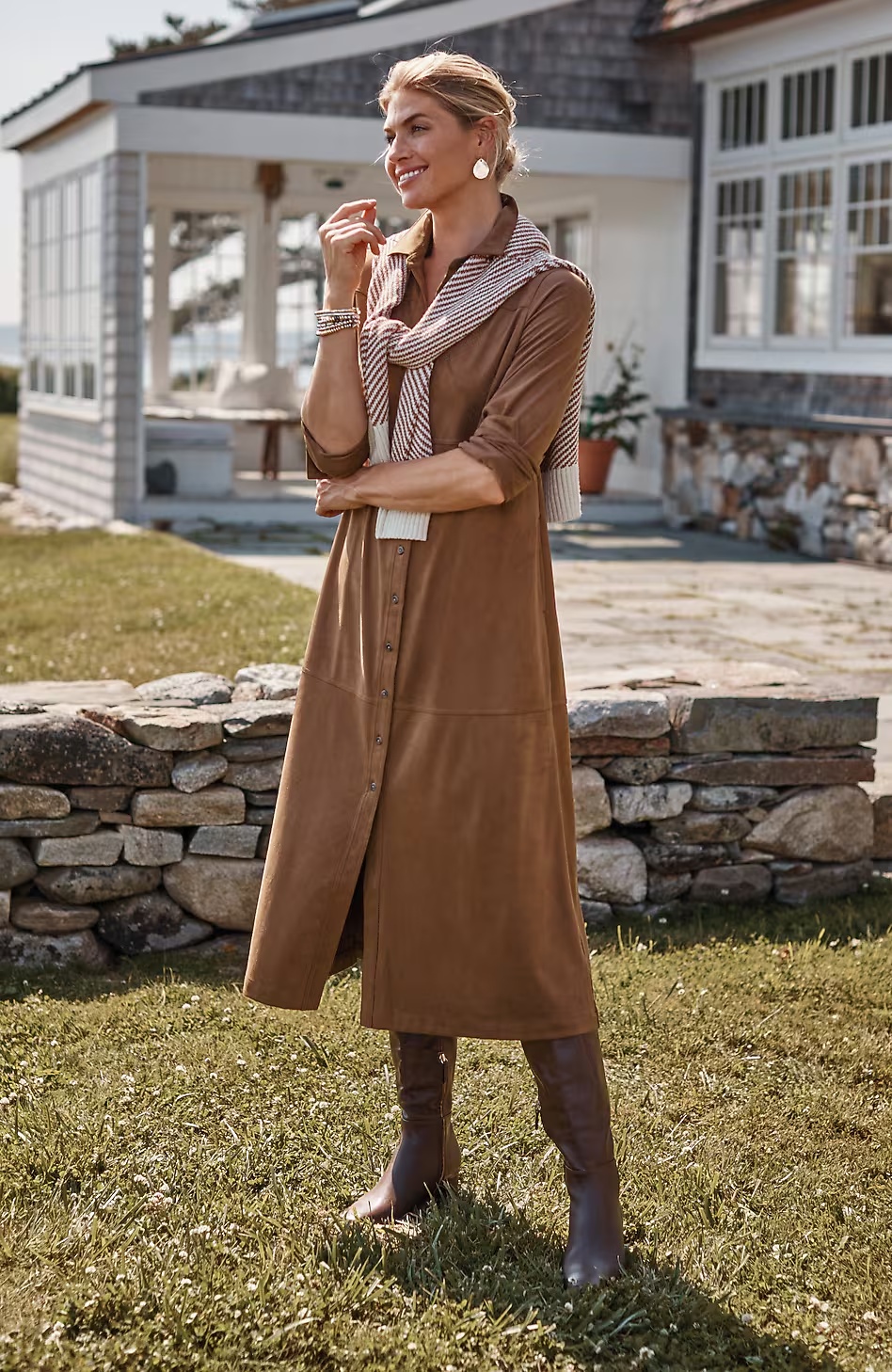 Faux-Suede Shirtdress