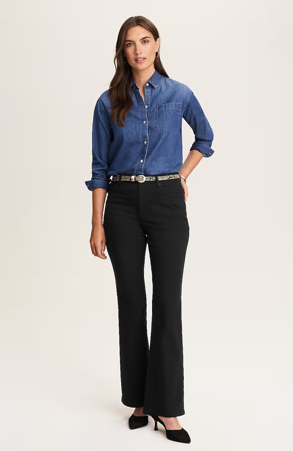 Curvy-Fit Curved-Pocket Flare Jeans