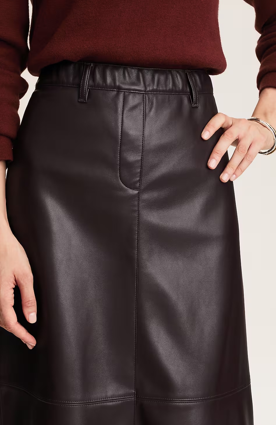 16162-Faux-Leather-Seamed-Skirt-3.jpg Faux-Leather Seamed Skirt