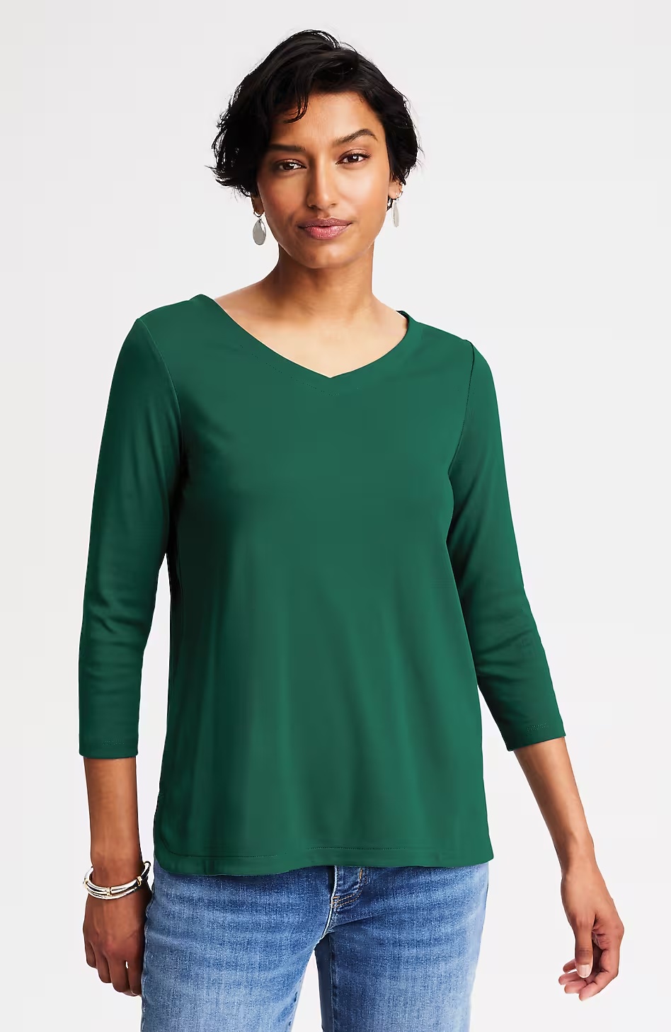 pima 3/4-sleeve v-neck tee