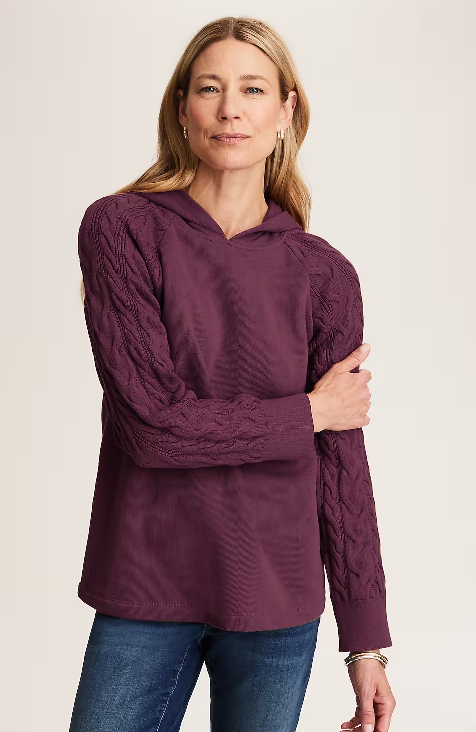 17508-French-Terry-u0026-Cable-Knit-Hoodie-10.jpg French Terry & Cable-Knit Hoodie
