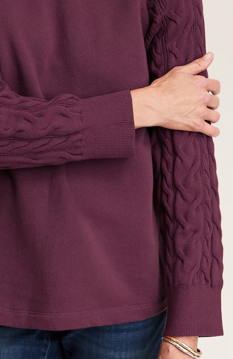 17508-French-Terry-u0026-Cable-Knit-Hoodie-12.jpg French Terry & Cable-Knit Hoodie