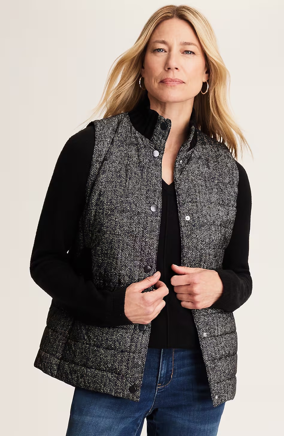 Mixed-Media Puffer Vest