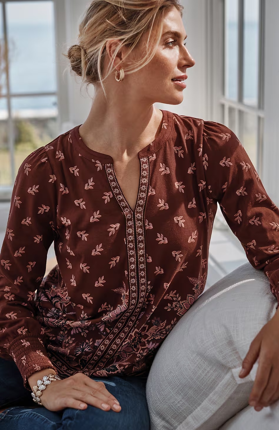Smocked-Sleeve Top