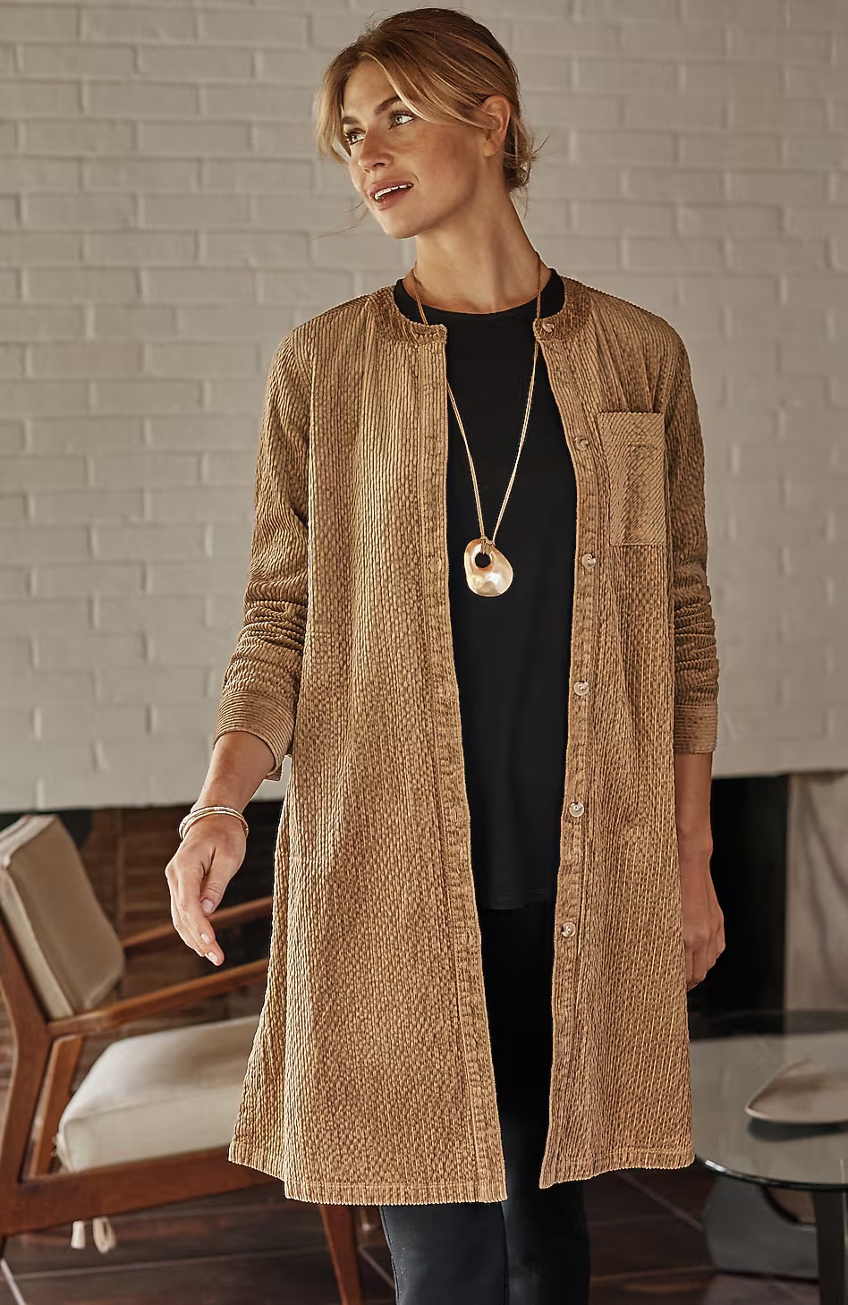 Pure Jill Textured Corduroy Duster