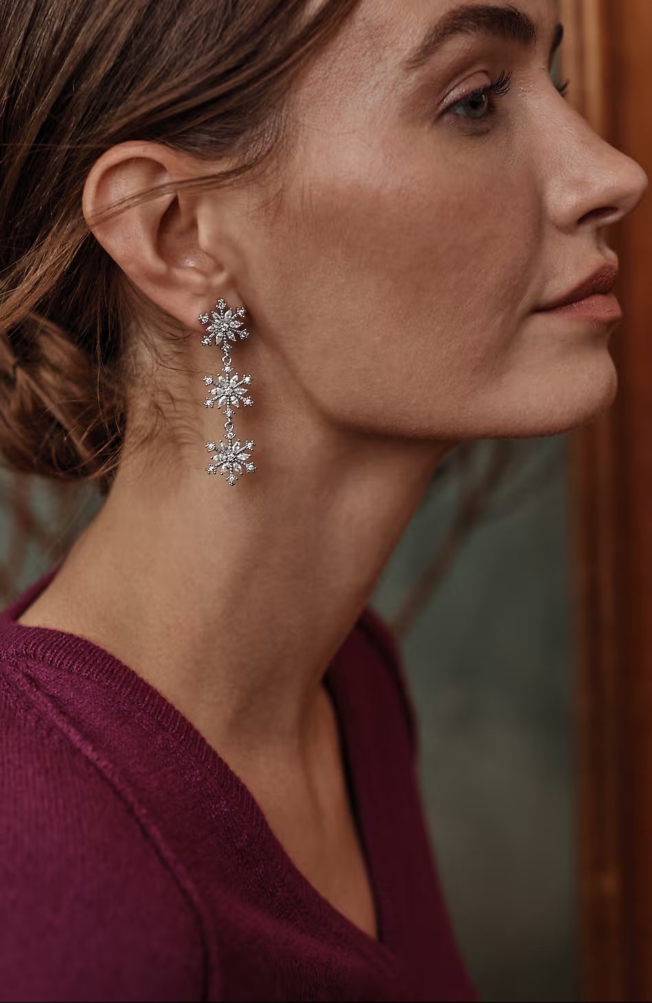Stacked-Snowflakes Earrings