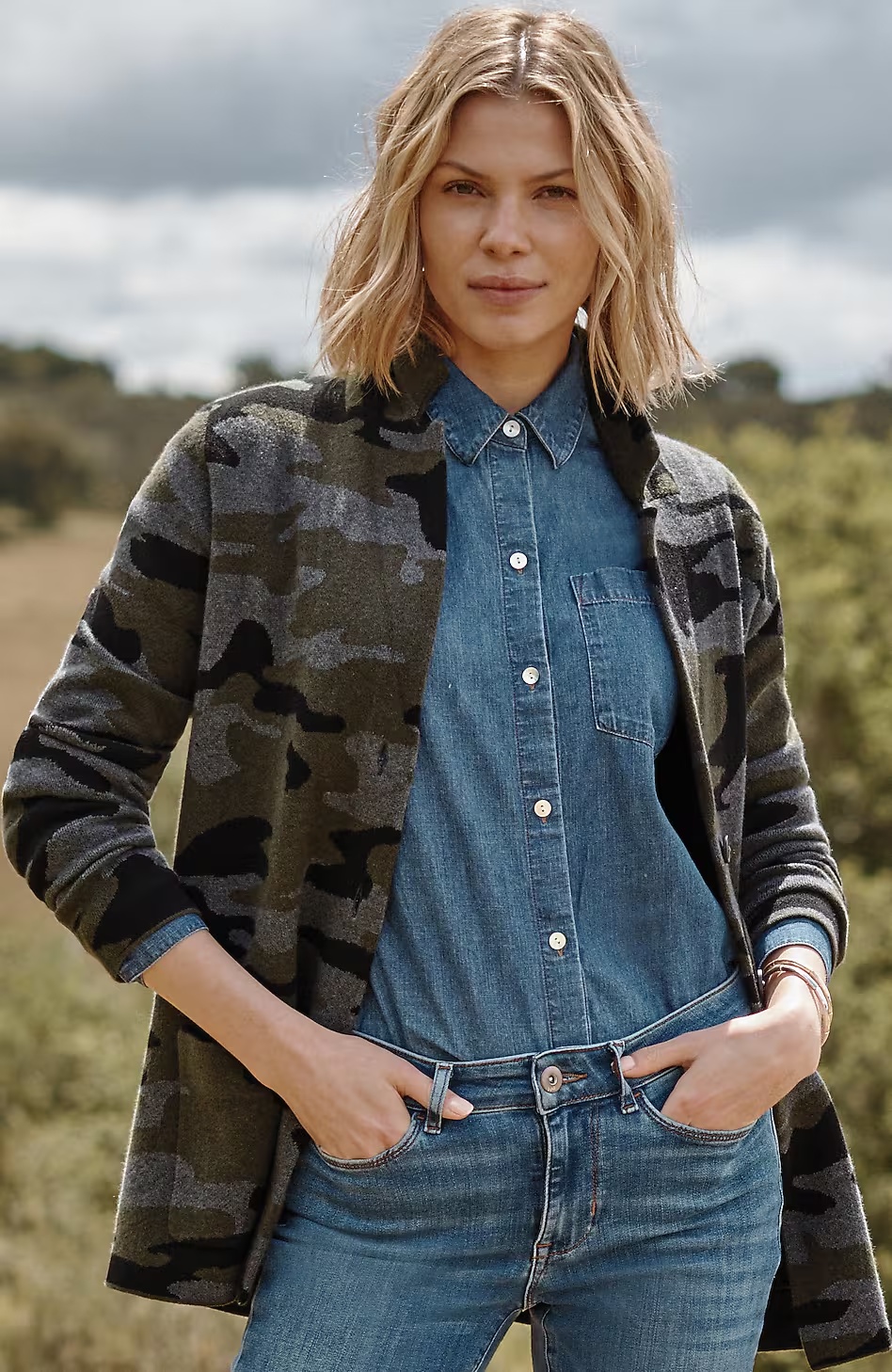 Camo Jacquard Sweater Blazer