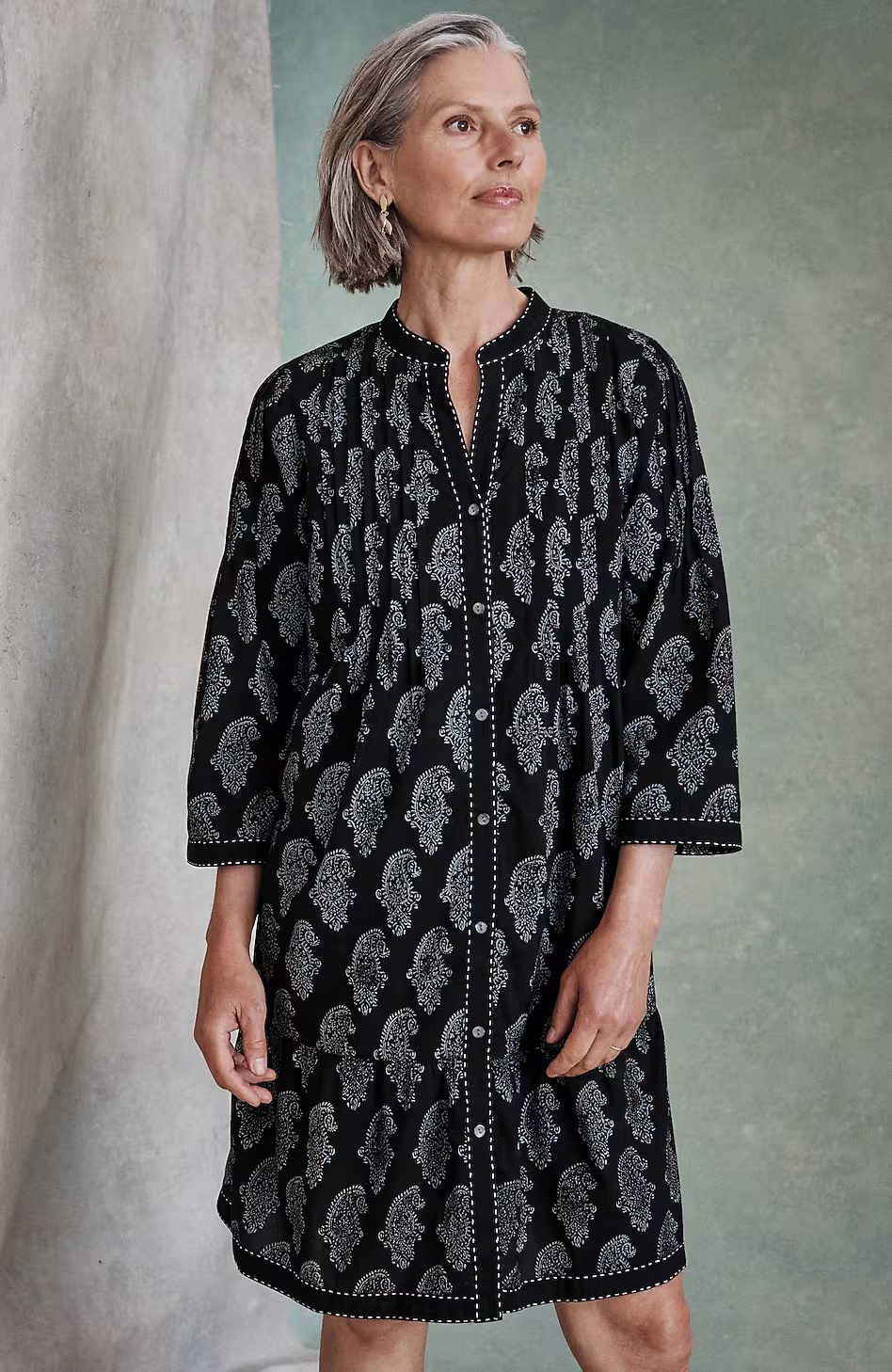Pure Jill Block-Printed Tiered Dress