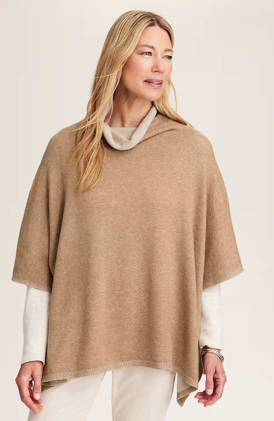 Two-Tone Sweater Poncho