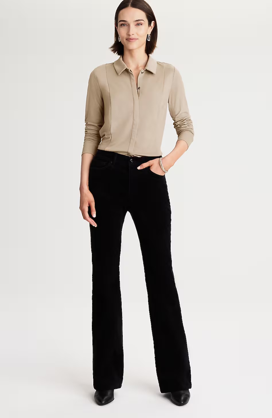 23153-Ponte-Knit-Button-Front-Shirt-11.jpg Ponte Knit Button-Front Shirt