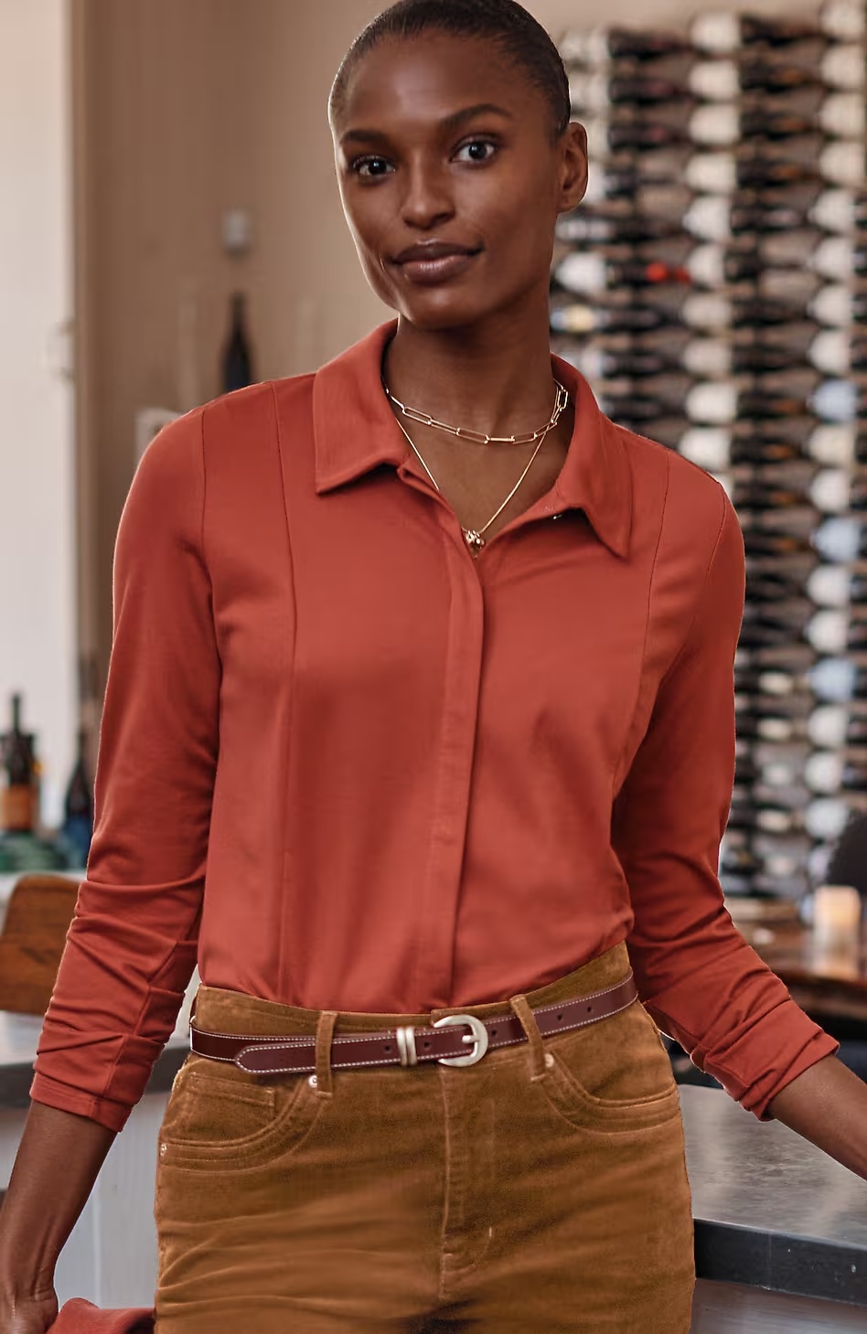 23153-Ponte-Knit-Button-Front-Shirt-5.jpg Ponte Knit Button-Front Shirt