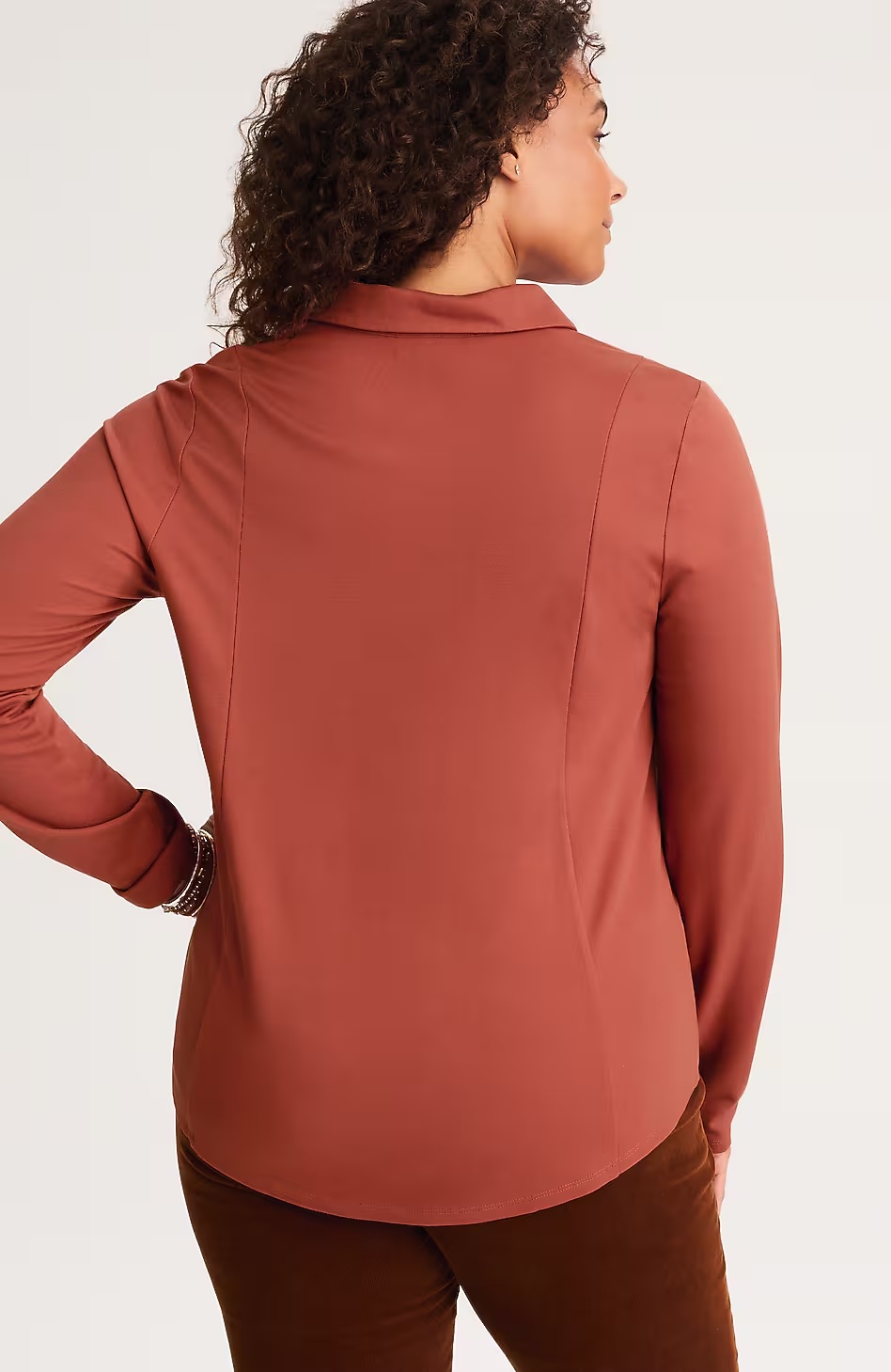 23153-Ponte-Knit-Button-Front-Shirt-6.jpg Ponte Knit Button-Front Shirt