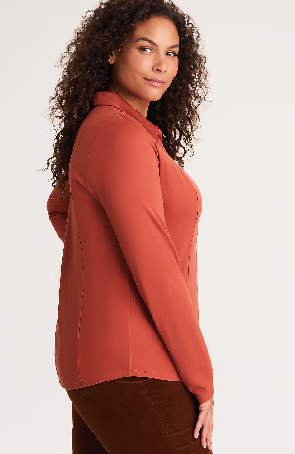 23153-Ponte-Knit-Button-Front-Shirt-9.jpg Ponte Knit Button-Front Shirt