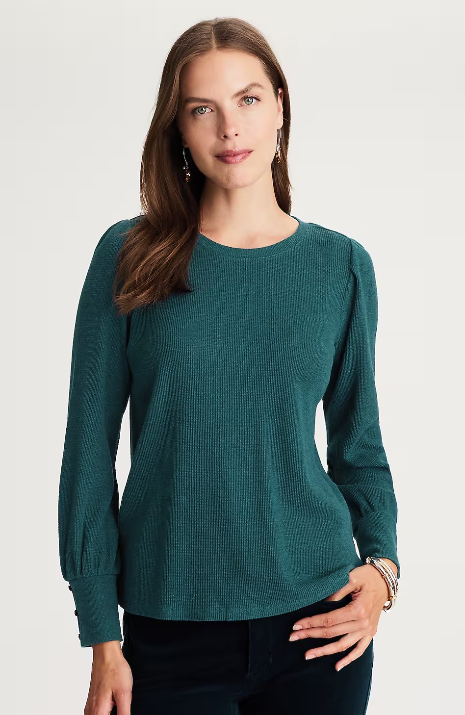 23271-Buttoned-Cuff-Waffle-Top-1.jpg Buttoned-Cuff Waffle Top