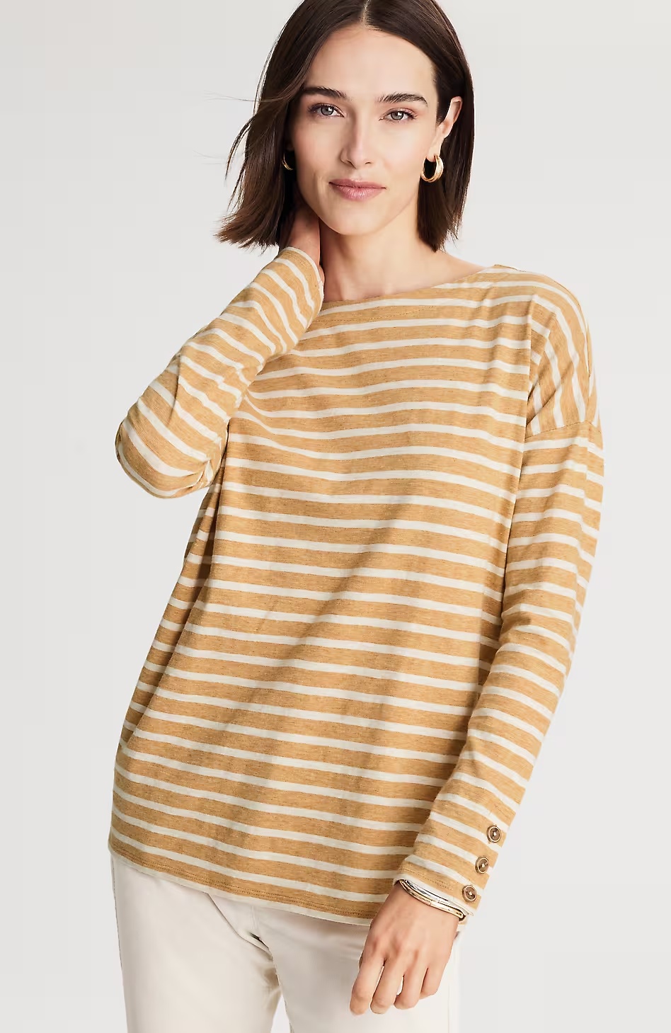 23390-Striped-Buttoned-Cuff-Tee-1.jpg Striped Buttoned-Cuff Tee