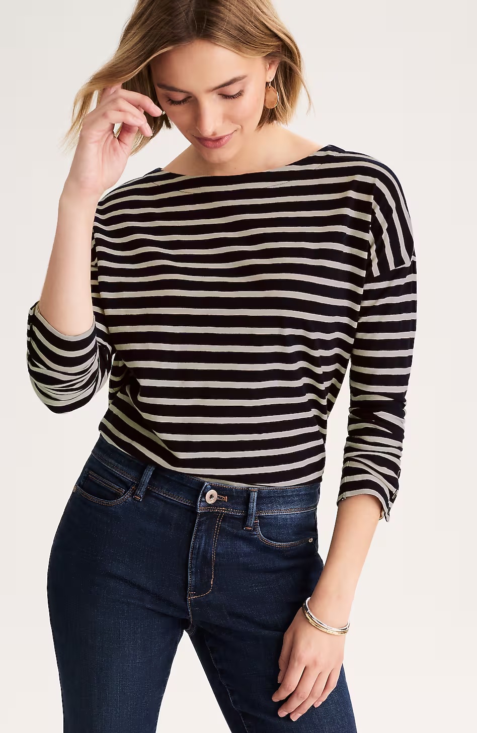 23390-Striped-Buttoned-Cuff-Tee-7.jpg Striped Buttoned-Cuff Tee