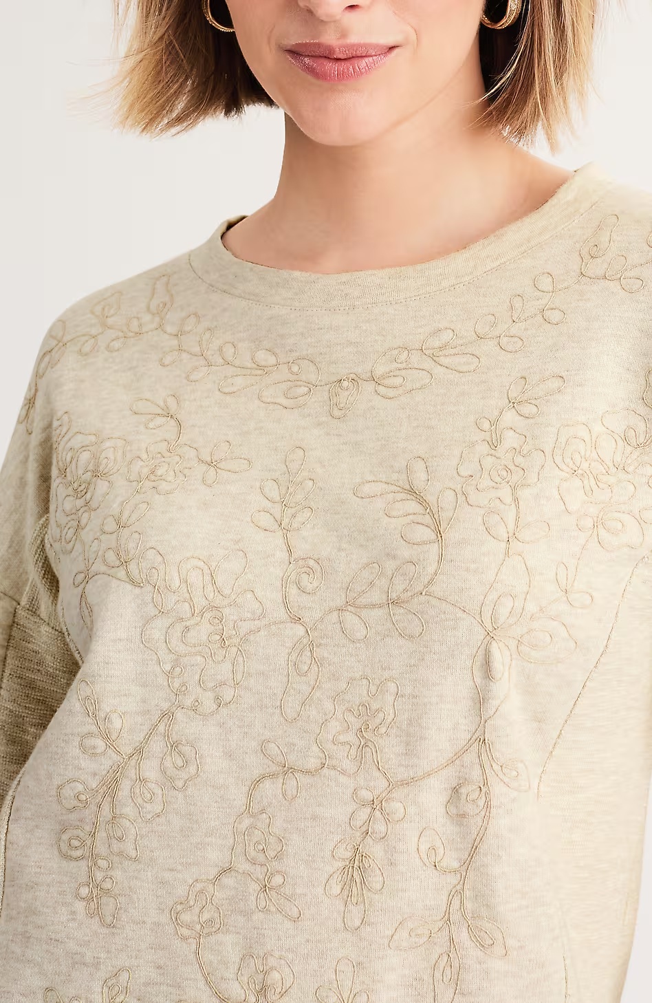 Embroidered Mixed-Terry Sweatshirt