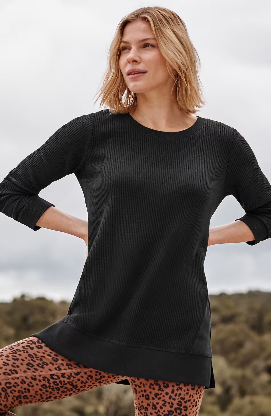 Fit Waffle-Textured Tunic