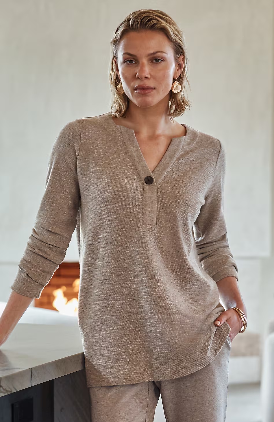 Pure Jill Textured One-Button Top