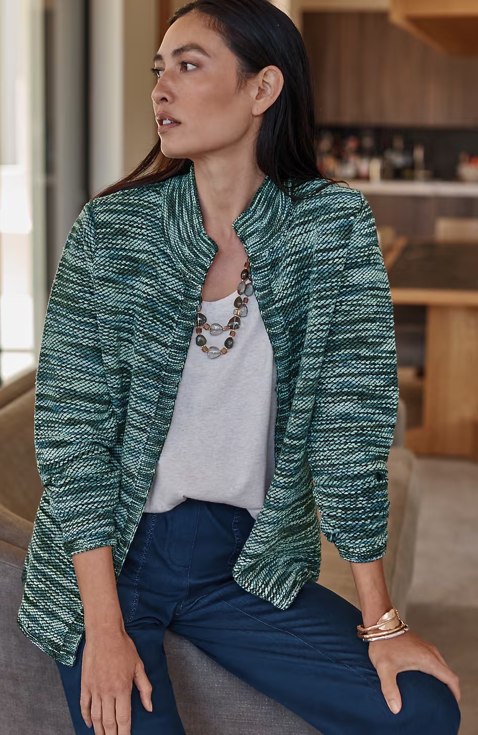 Pure Jill Space-Dyed Textured Cardi