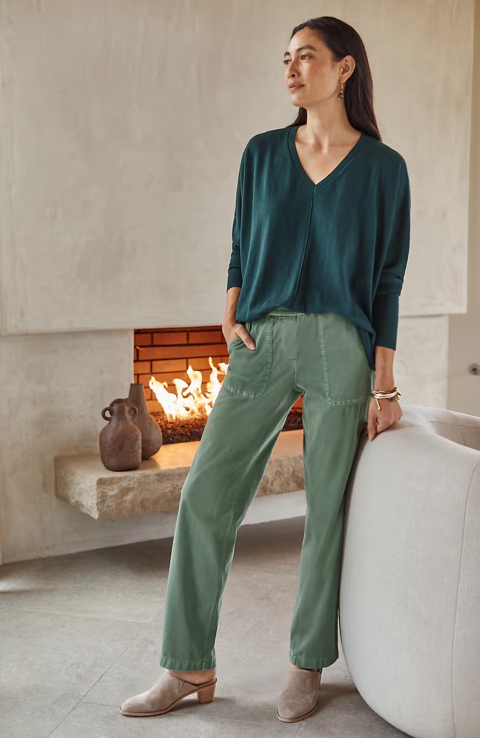 Pure Jill Garment-Dyed Patch-Pocket Pants