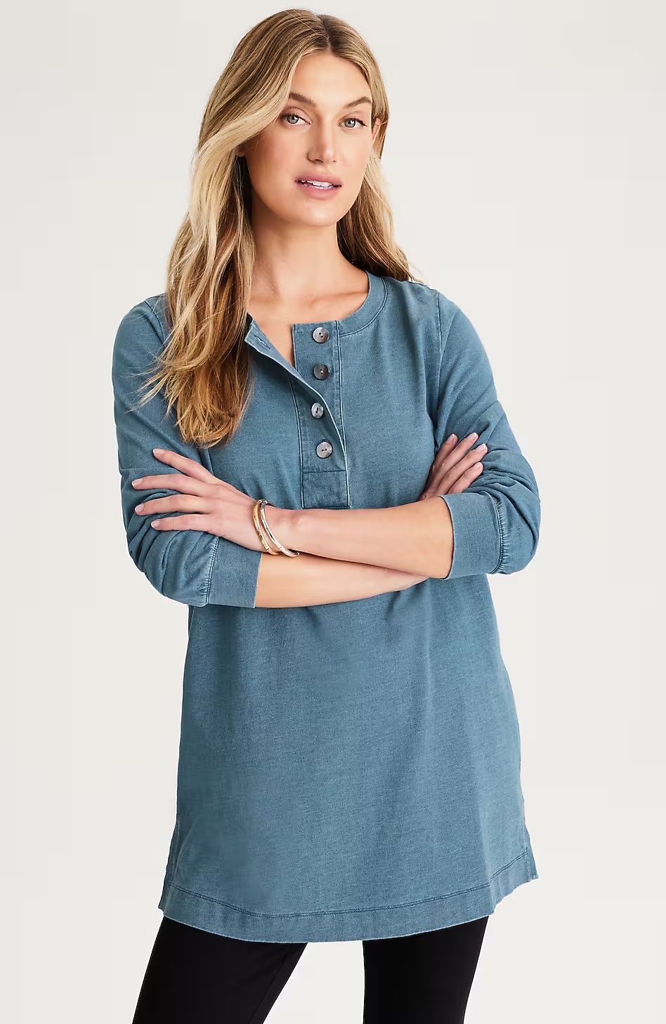 Pure Jill Indigo Henley Tunic