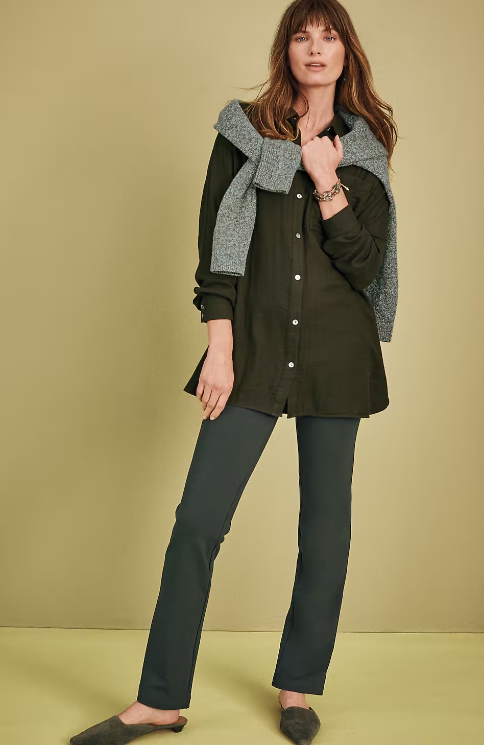 Pure Jill Double-Cloth Shirttail-Hem Tunic