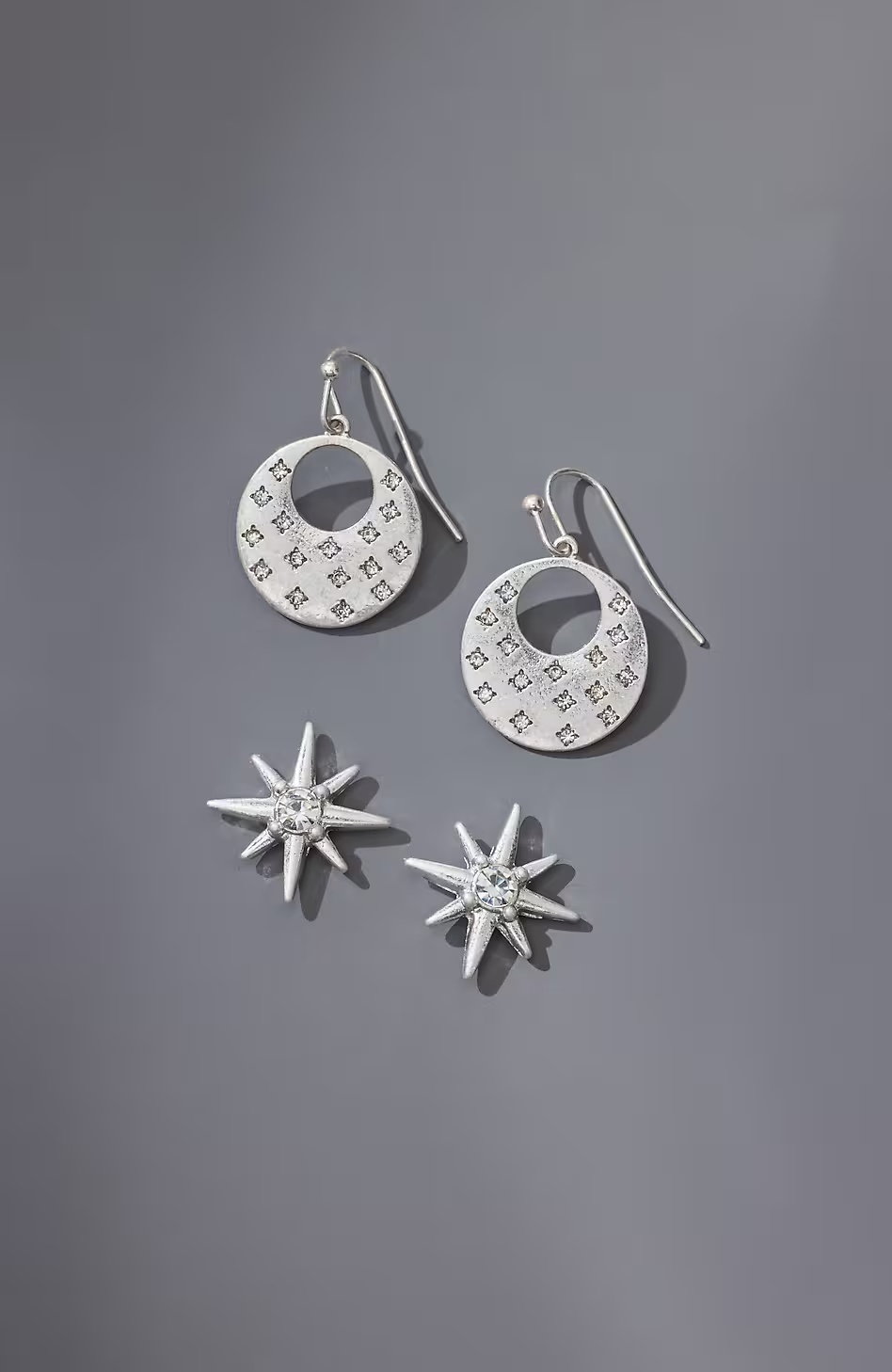 Twinkling Silvertone Earring Set