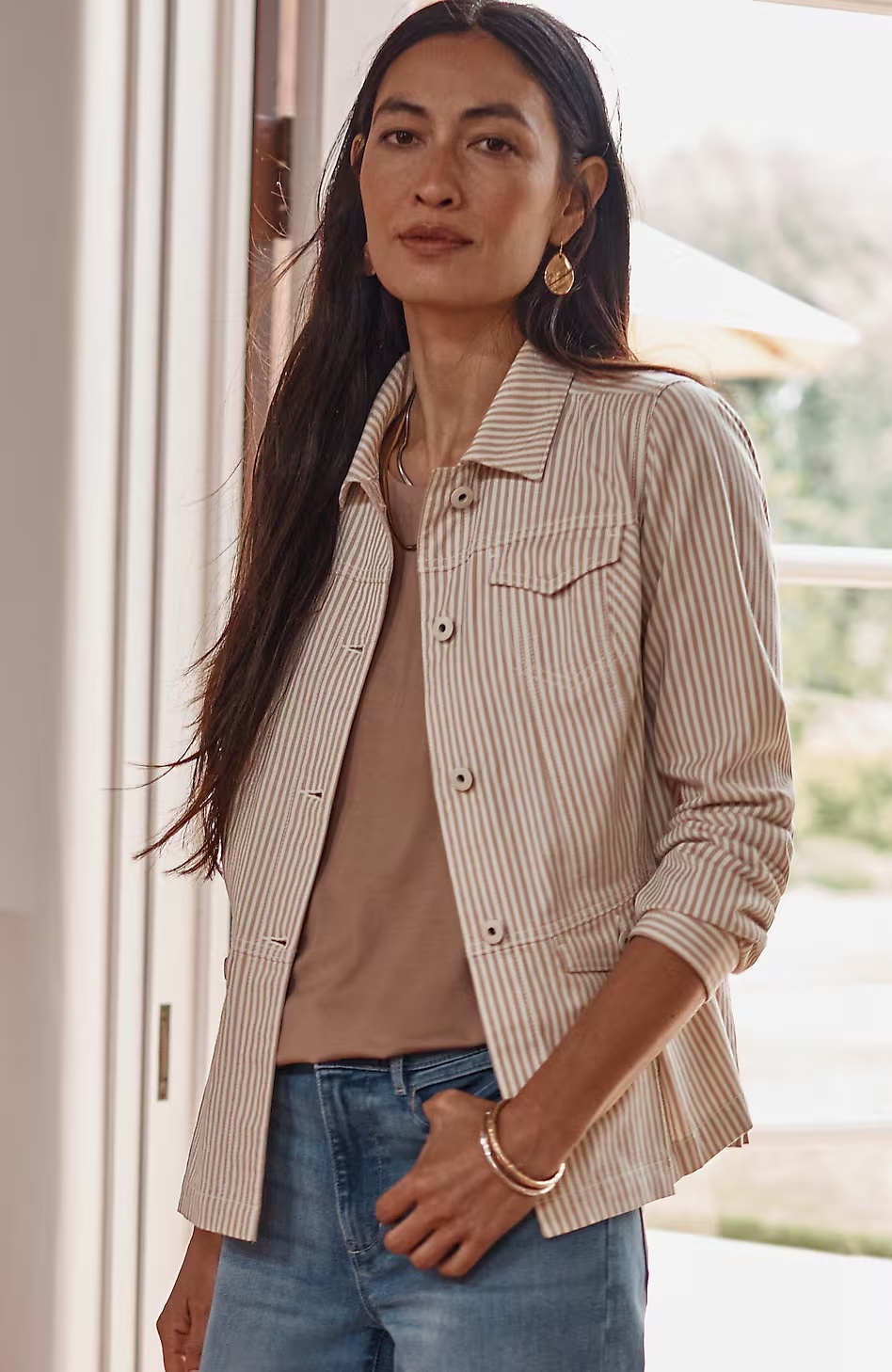 Striped Chino Peplum Jacket