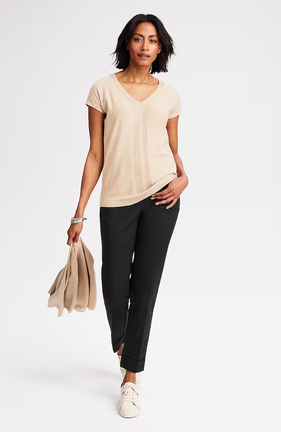Curvy-Fit Versatile Cotton-Stretch Cuffed Pants