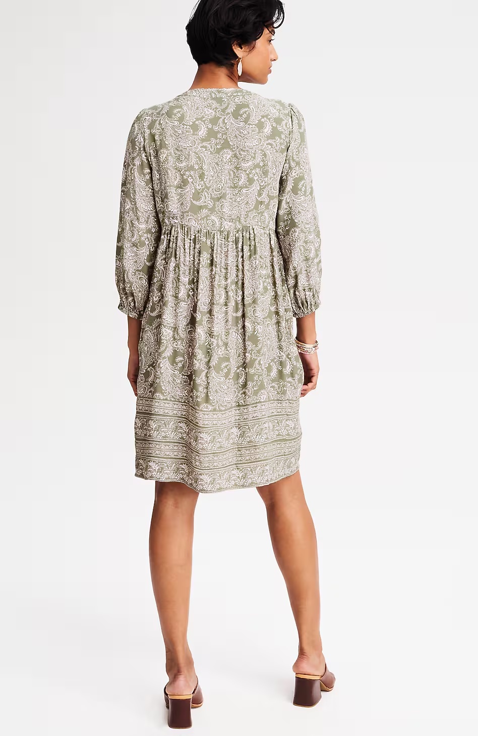 Border-Printed Paisley Dress