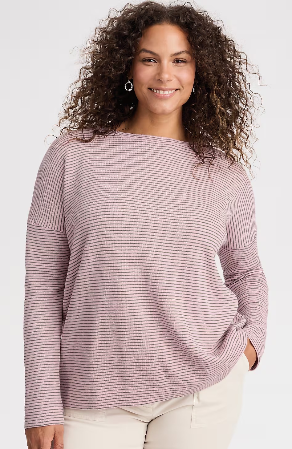 Striped Double-Knit Top