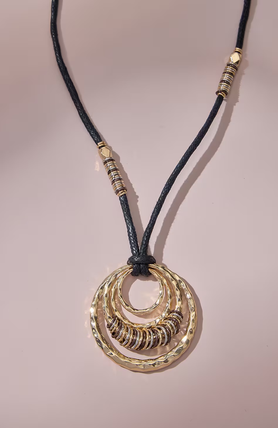 Multi-Metal Circle Pendant Necklace
