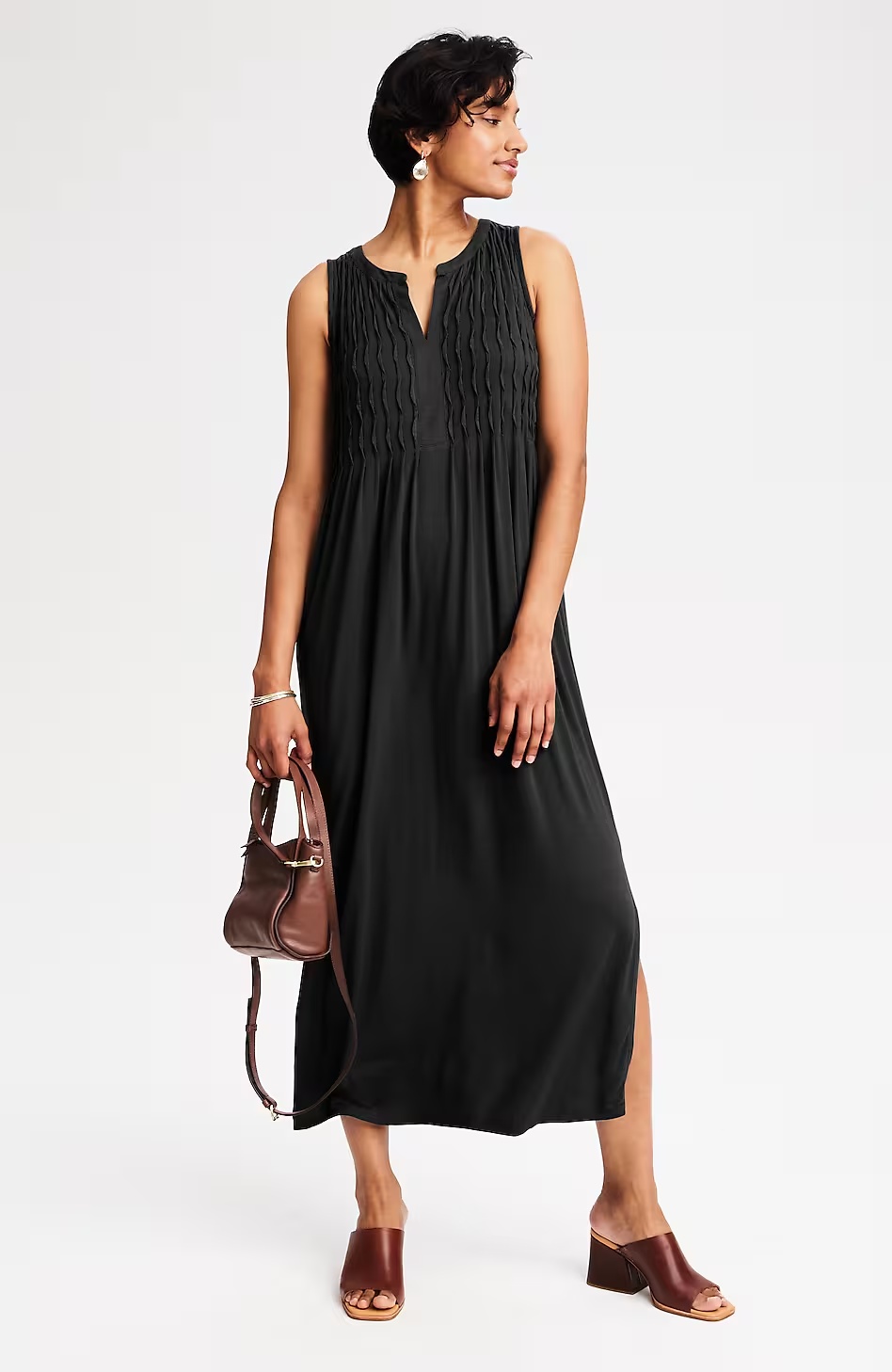 Pintucked Sleeveless Dress