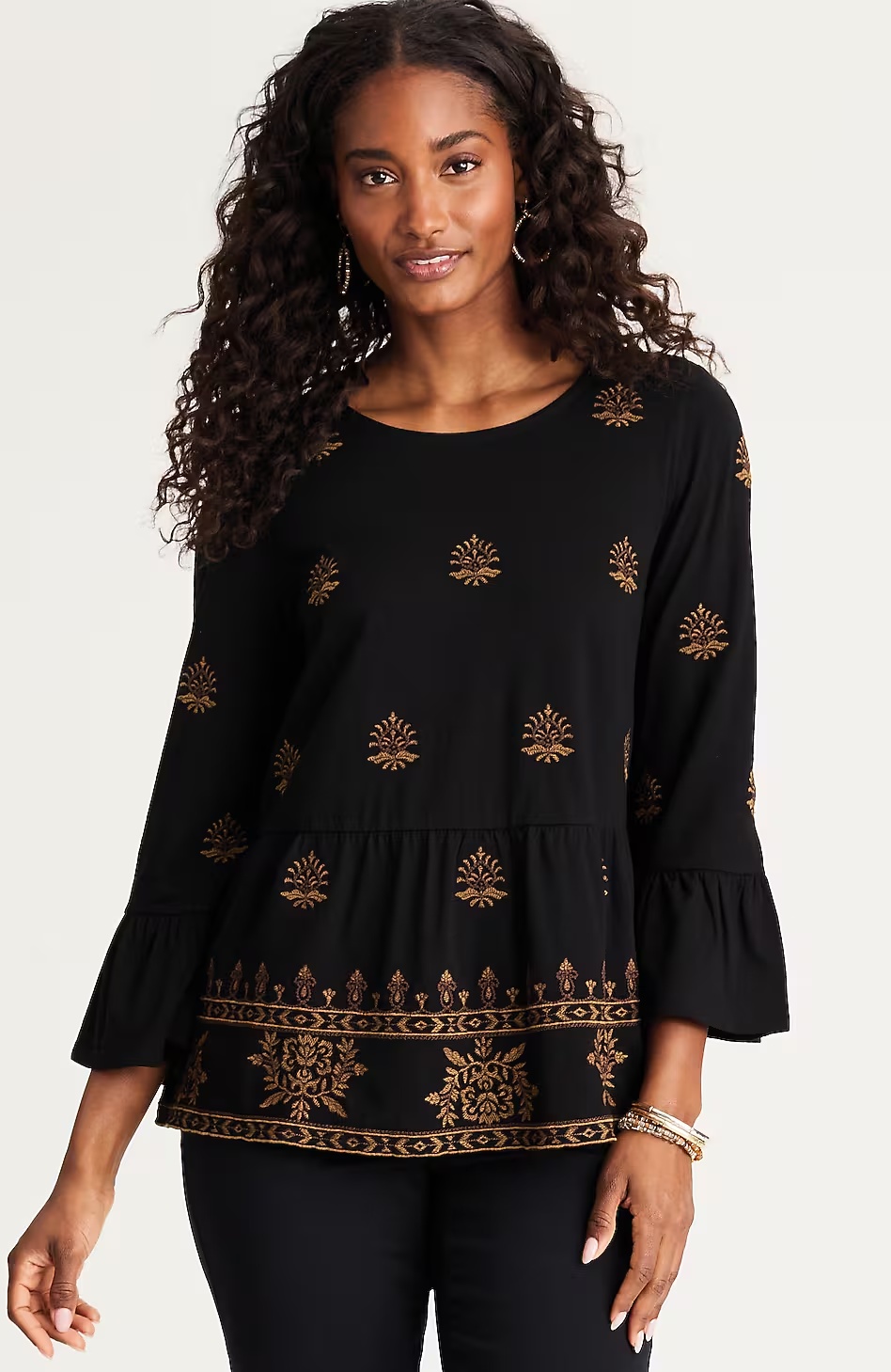 28935-Pure-Jill-Embroidered-Knit-Flounced-Top-7.jpg Pure Jill Embroidered-Knit Flounced Top