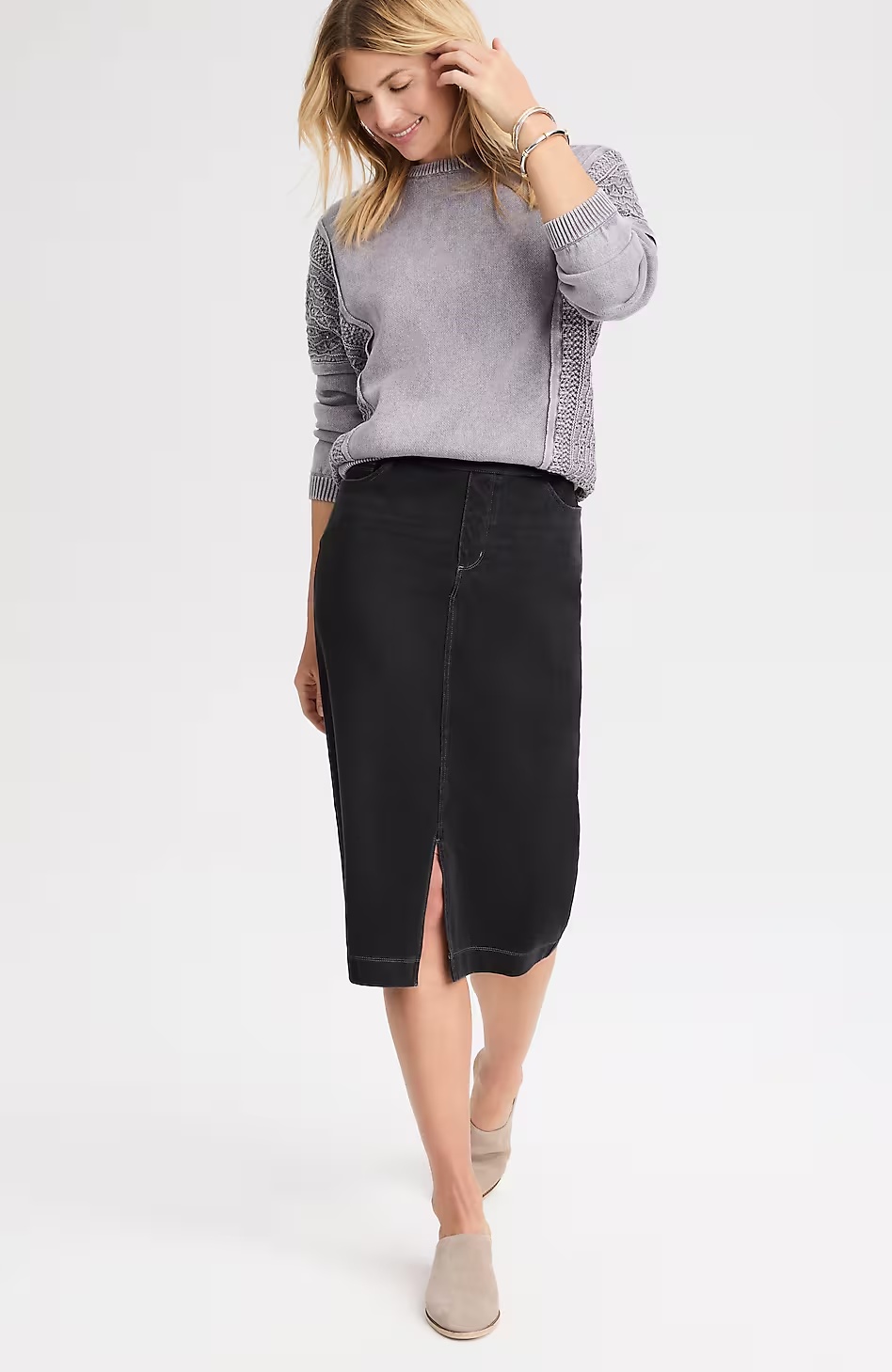28975-Pure-Jill-Washed-Denim-Knit-Skirt-2.jpg Pure Jill Washed-Denim Knit Skirt