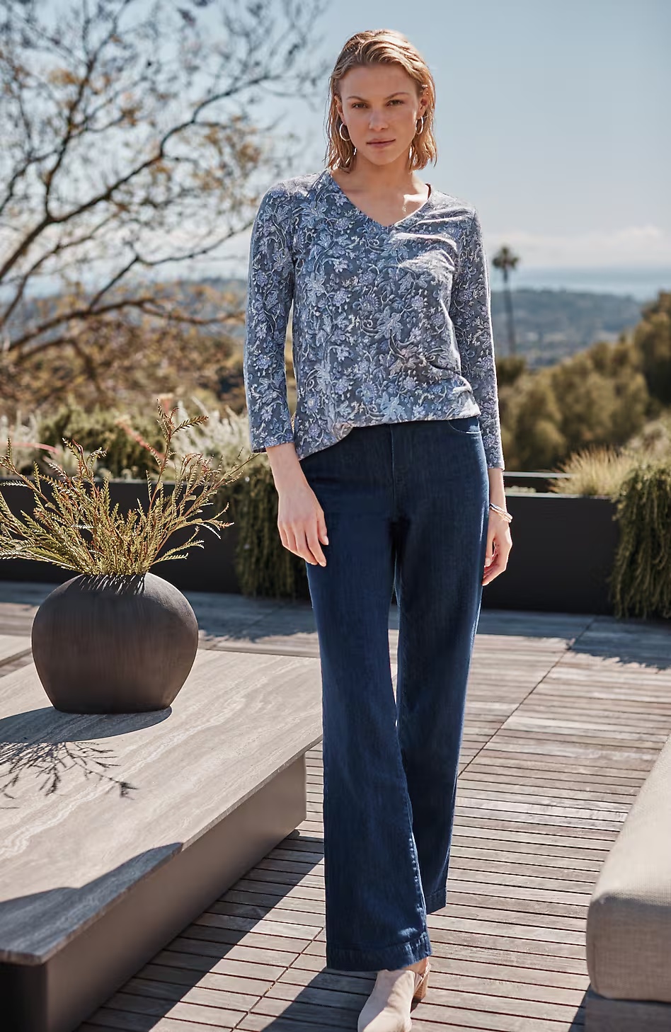 Pure Jill Indigo Wide-Leg Pants