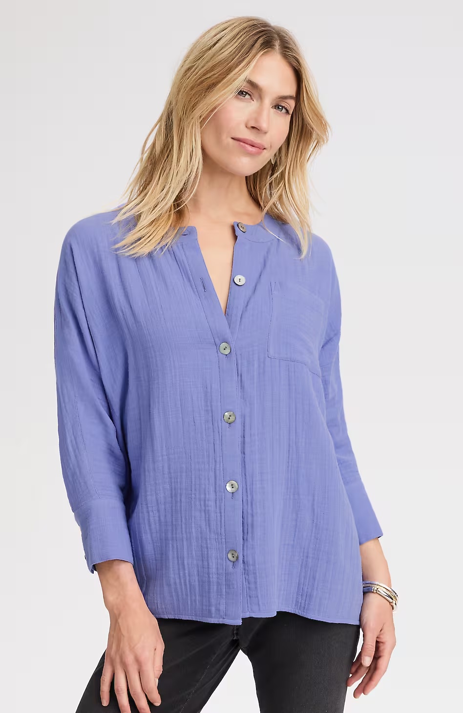 Pure Jill Double-Cloth High-Low Top