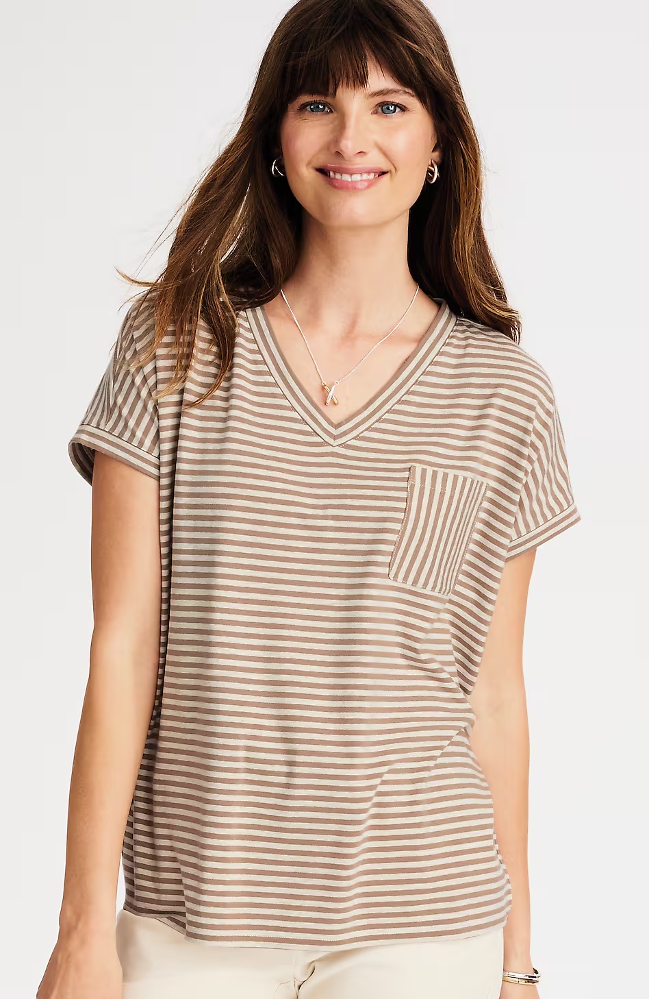 Relaxed Dolman-Sleeve Striped Tee