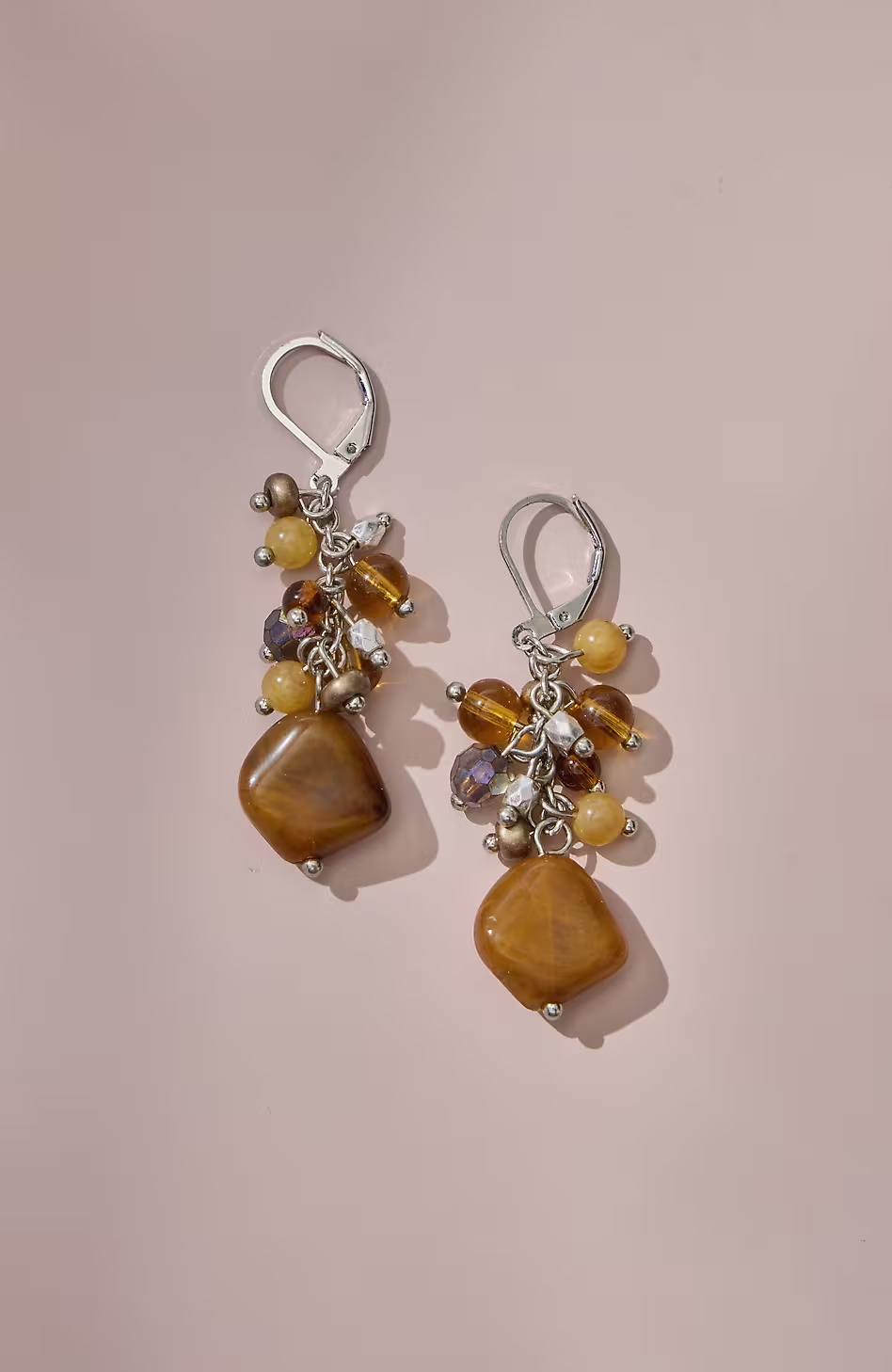 Mixed-Beads Cluster Earrings