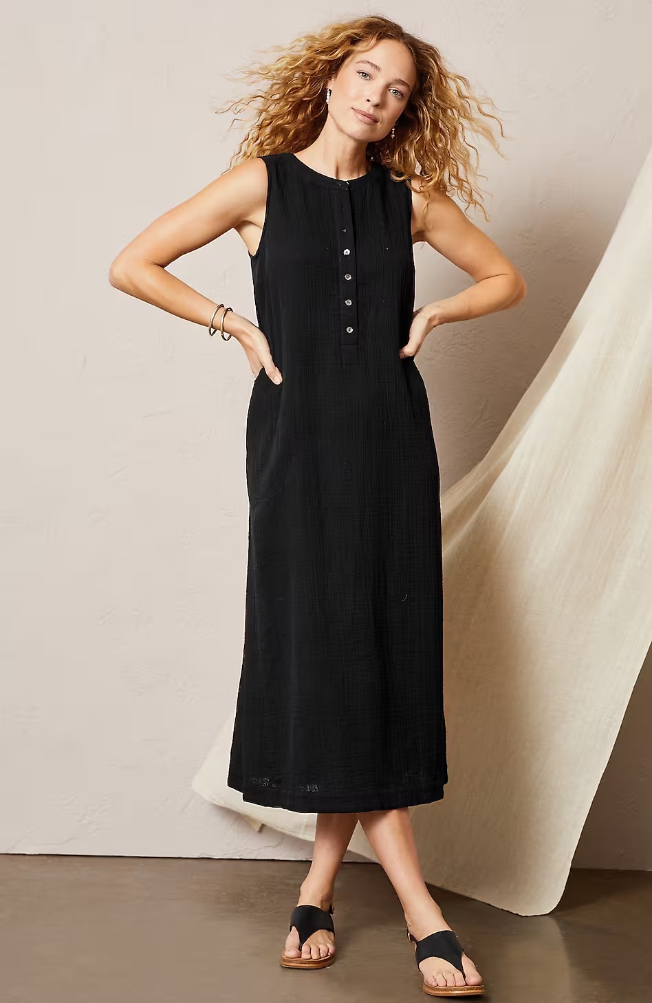 30482-Pure-Jill-Double-Gauze-Midi-Dress-1.jpg Pure Jill Double-Gauze Midi Dress