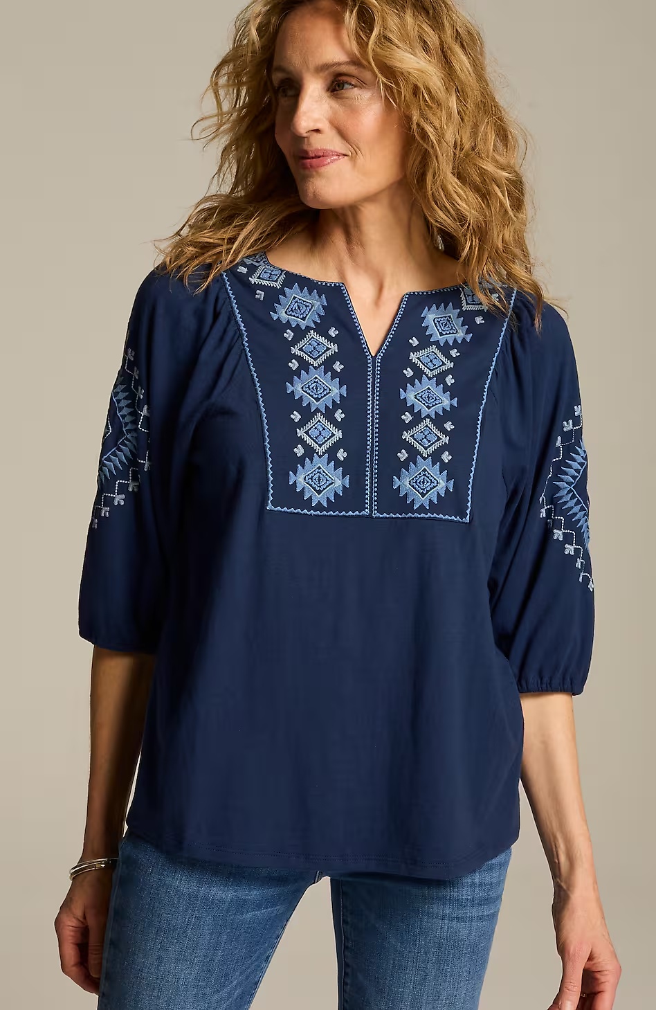 Embroidered-Details Top