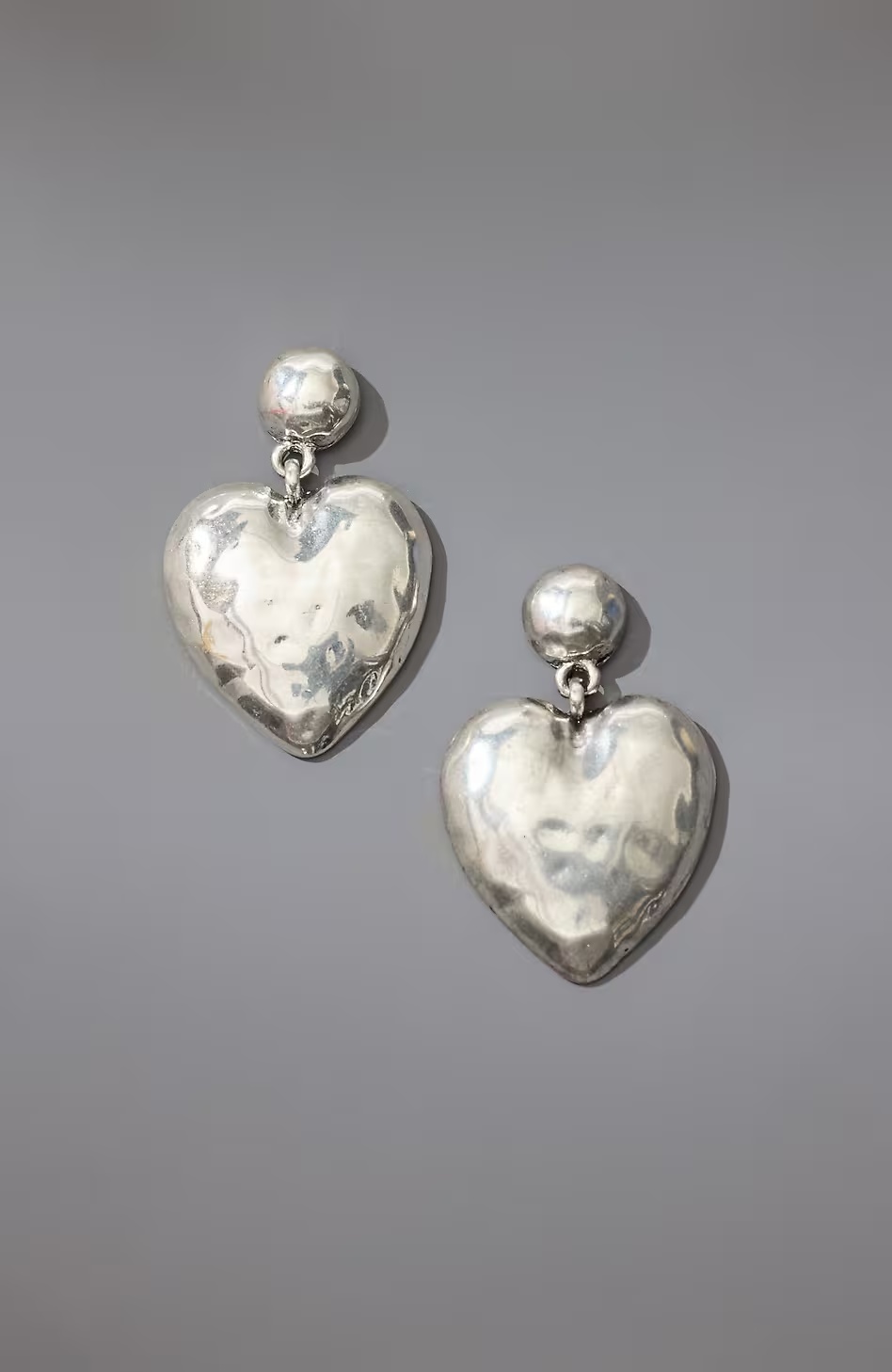 Silvertone Heart Drop Earrings