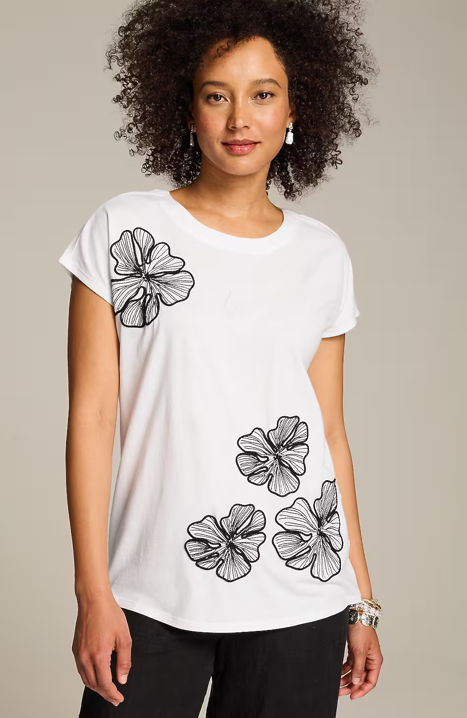 Floral-Embroidered Top