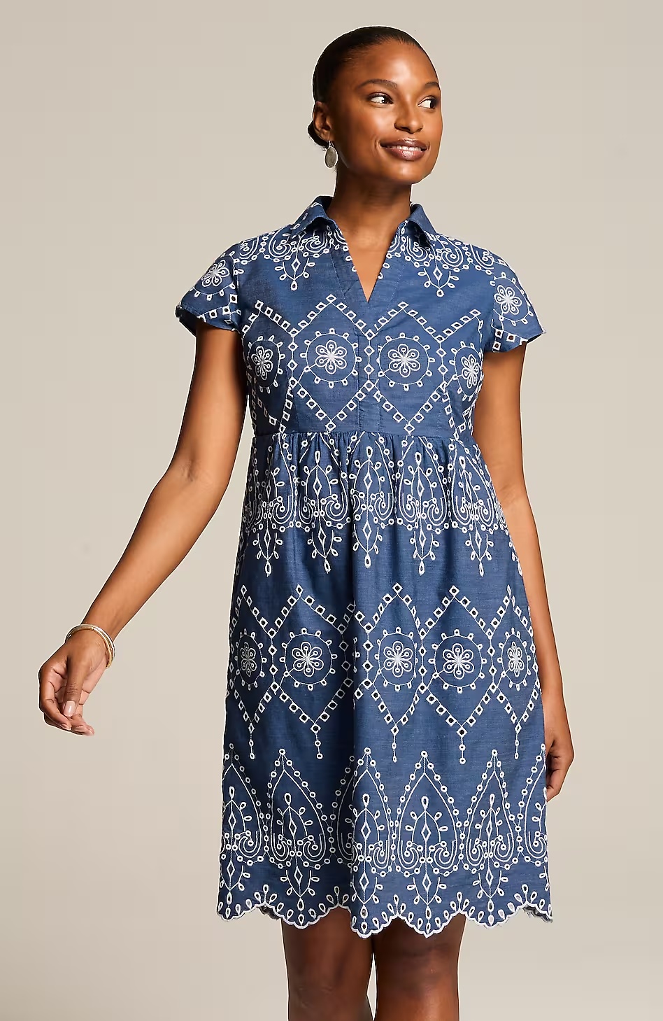 Embroidered A-Line Shirtdress