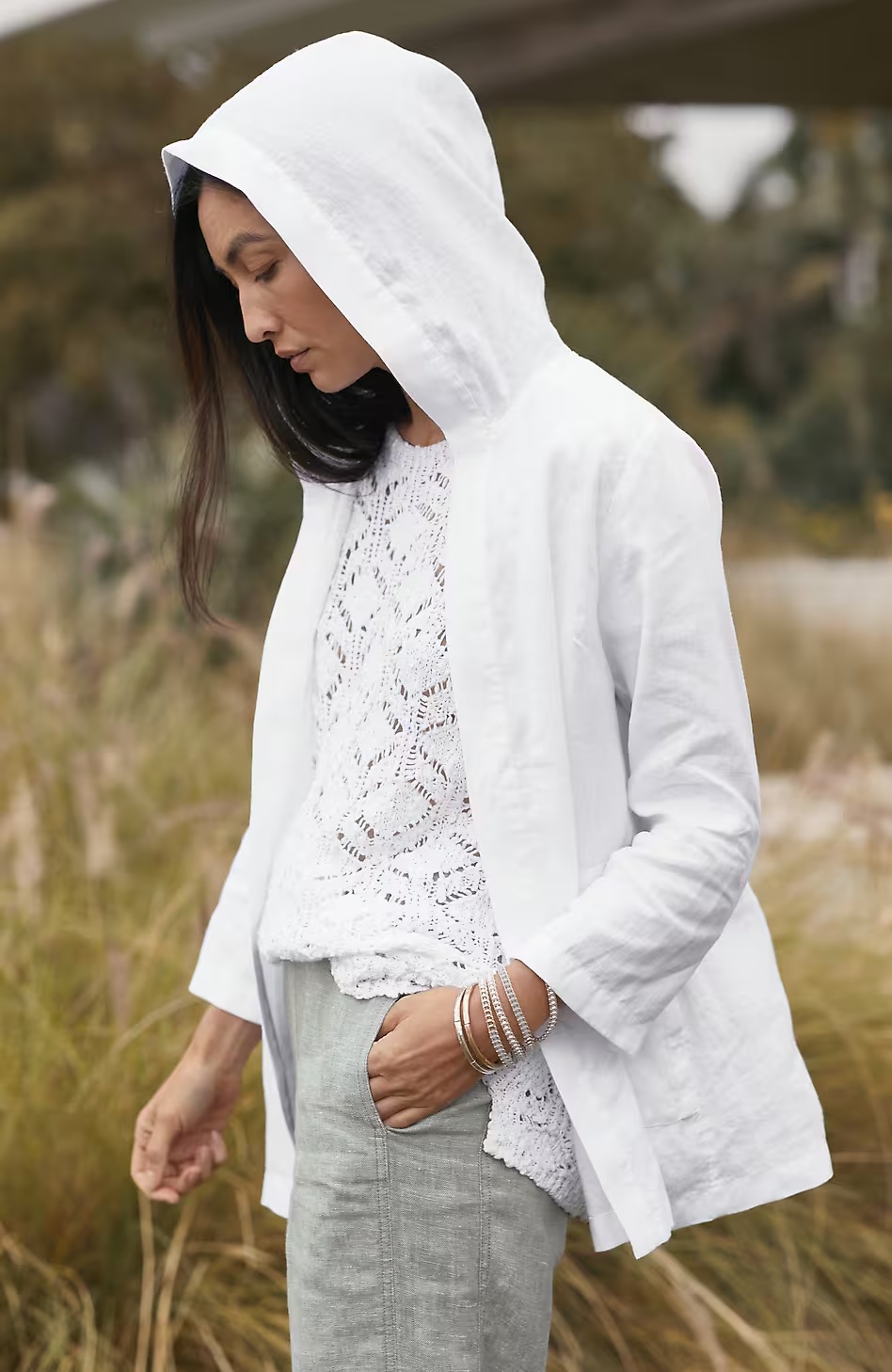 Pure Jill Linen Hooded Jacket