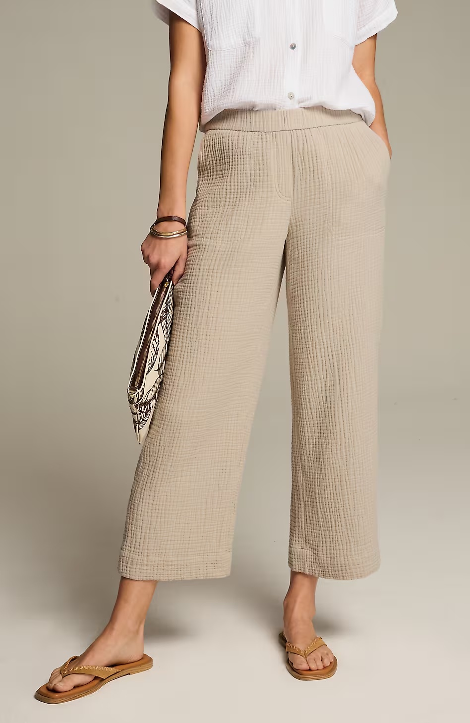 Cotton-Gauze Pull-On Crops