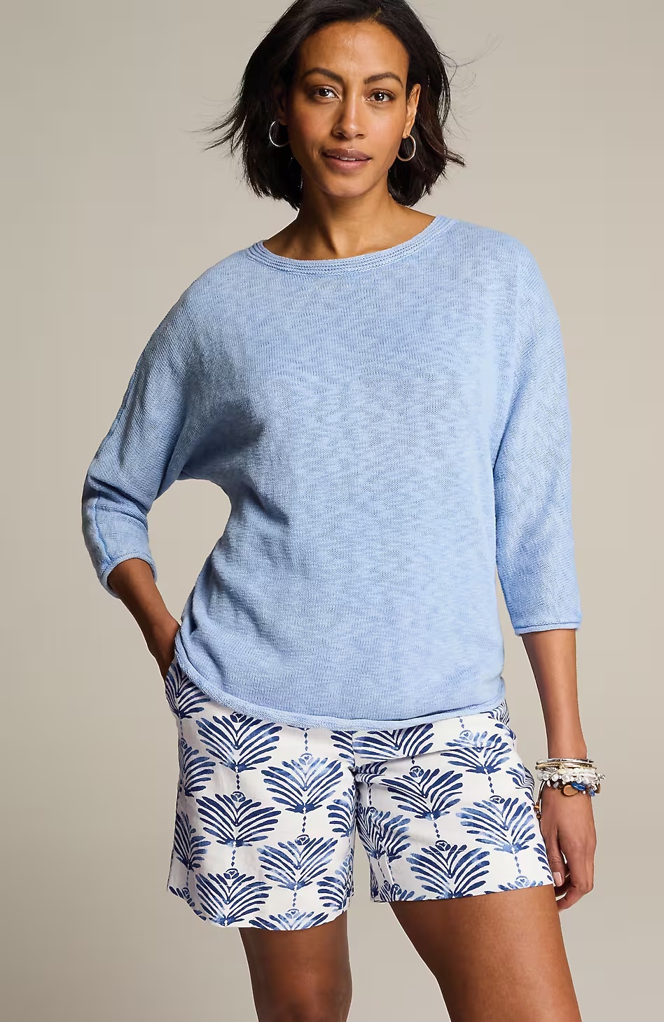 Linen & Rayon Pull-On Shorts